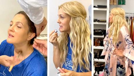 Drew in makeup chair