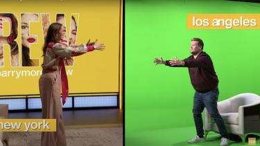 The Making of The Drew Barrymore Show James Corden Green Screen Stunt