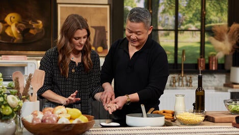 Danny Seo's Massaged Brussels Sprouts & Creamed Corn Sheet Pan Tart Recipe